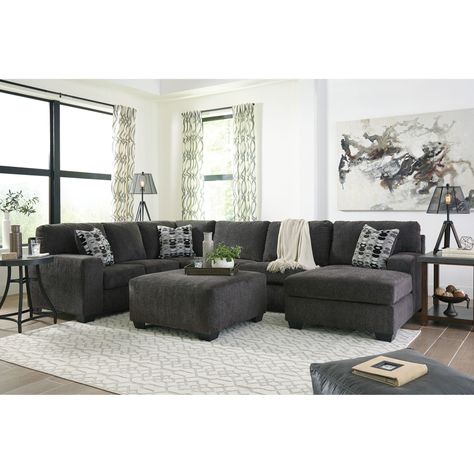 Ballinasloe 3 Piece Right Chaise Sectional | Living Rooms | Slumberland Morris Homes, Slumberland Furniture, Oversized Ottoman, Bright Furniture, Royal Furniture, Accent Ottoman, Sectional With Ottoman, Black Ottoman, Mesa Exterior