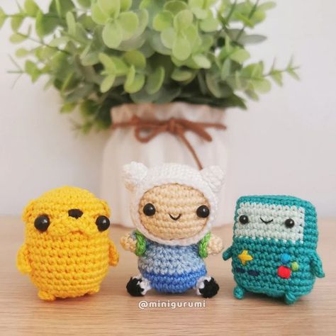 Amigurumi Patterns, Adventure Time Amigurumi Pattern Free, Crochet Jake The Dog Free Pattern, Crochet Bmo Free Pattern, Adventure Time Sewing Patterns, Bmo Crochet Pattern, Crochet Adventure Time Hat, Crochet Adventure Time Pattern Free, Bmo Adventure Time Crochet