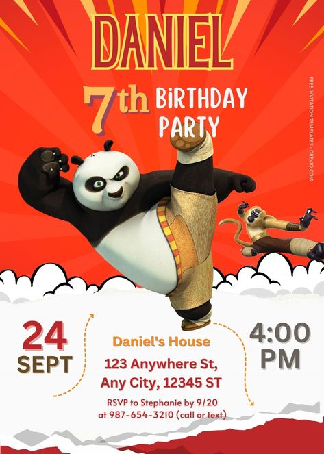 Free FREE Kung Fu Panda Birthday Invitation Templates Welcome, noble warriors and panda enthusiasts, to a thrilling adventure that transcends the boundaries of imagination! Are you ready to embark on a journey into the mystical realm of awesomeness, wher... Kung Fu Panda Birthday Party, Kung Fu Panda Birthday, Panda Birthday Party Invitations, Kung Fu Panda Party, Panda Birthday Invitations, Panda Birthday Party, Panda Birthday, Panda Party, Free Printable Birthday Invitations