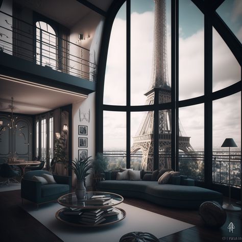 #art #deco #handmade #architecture #homedesign #furniture #homesweethome #d #love #interiors Penthouse In Paris, Fantasy Modern House, Futuristic Penthouse, Modern Penthouse Interior Design, Black Penthouse, Penthouse Architecture, Paris Penthouse, Dark House Aesthetic, Luxury Penthouse Apartment