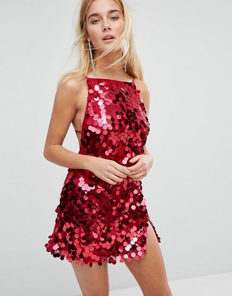 17 Sequin Dresses So Shiny Your Jaws Will Drop — All Under $100 Red Disco Dress, Disco Sequin Dress, Disc Sequin Dress, Red Sequin Dress Short, Sequin Dress Outfit, Casual Cocktail Dress, Red Sequin Dress, Sequin Outfit, Bodycon Cocktail Dress