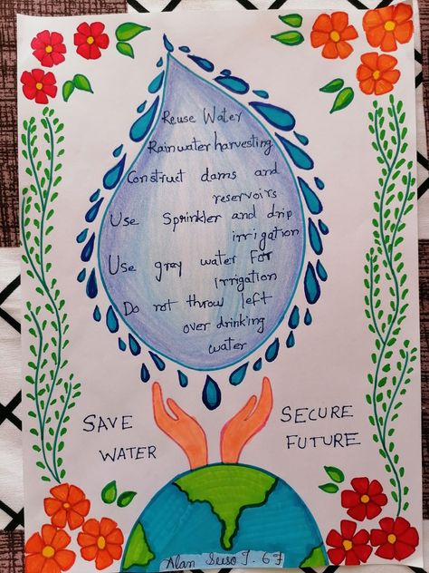 Poster on save water One Water Poster Ideas, Water Is Life Drawing For Competition, Water Awareness Poster, Save Water Save Earth Posters, Save Water Drawing Creative, Posters On Save Water, Poster Of Save Water, Water Pollution Poster Creative, Poster On Water Pollution