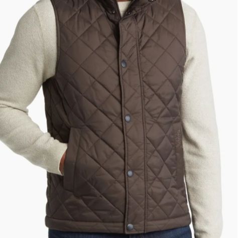 Barbour Barlow Quilted Vest In Rustic Msrp$180 Great Reviews Lightweight And Layerable, This Quilted Nylon Vest Sports Pockets Inside And Out Plus A Stand Collar And Covered Placket To Help Keep The Elements At Bay. 27 1/2" Length (Size Medium) Two-Way Front Zip Closure With Snap Storm Placket Stand Collar Lined, With Synthetic Fill 100% Nylon Dry Clean Or Machine Wash, Line Dry Barbour Gilet, Barbour Vest, Barbour Mens, Barbour Jacket, Mens Fashion Classic, Blue Vests, Quilted Vest, Fleece Vest, A Stand