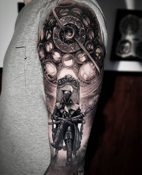 Bloodborne Tattoo, Boss Tattoo, Dark Souls Tattoo, Games Tattoo, Best Cover Up Tattoos, World Famous Tattoo Ink, Soul Tattoo, Epic Tattoo, Famous Tattoos