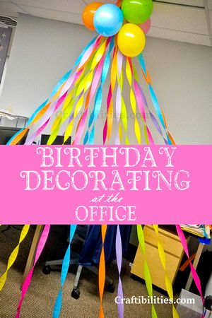 Easy & inexpensive - Birthday DECORATING at the OFFICE - cubical / desk idea - SURPRISE your Co-Worker / Boss -  streamers, balloons, cake Cubicle Birthday Decorations, Best Friend Birthday Surprise, Office Birthday Decorations, Birthday Surprise Ideas, Streamer Decorations, Birthday Door, Surprise Ideas, Coworkers Birthday, Coworker Birthday Gifts