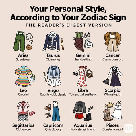 From quiet luxury to coastal cowgirl, how is personal style influenced by the cosmos? An astrologer weighs in. The post Your Personal Style, According to Your Zodiac Sign appeared first on Reader's Digest. Zodiac Signs Fashion, Zodiac Sign Fashion, Pisces And Aquarius, Waves Photos, Power Colors, Sagittarius And Capricorn, Leo And Virgo, Virgo And Libra, Coastal Cowgirl