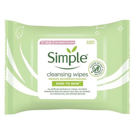 Soft whilst still being merciless on make-up, our Simple Kind to Skin Cleansing Facial Wipes gently lift away dirt and impurities, even waterproof mascara, whilst hydrating your skin. Our facial wipes are convenient, quick-to-use, and make the perfect addition to any make-up bag, gym kit or bathroom. They do not dry out, irritate skin or leave a greasy residue, and are great to use as a make-up remover or part of your daily morning or night cleansing routine. And what's more, your skin is left f