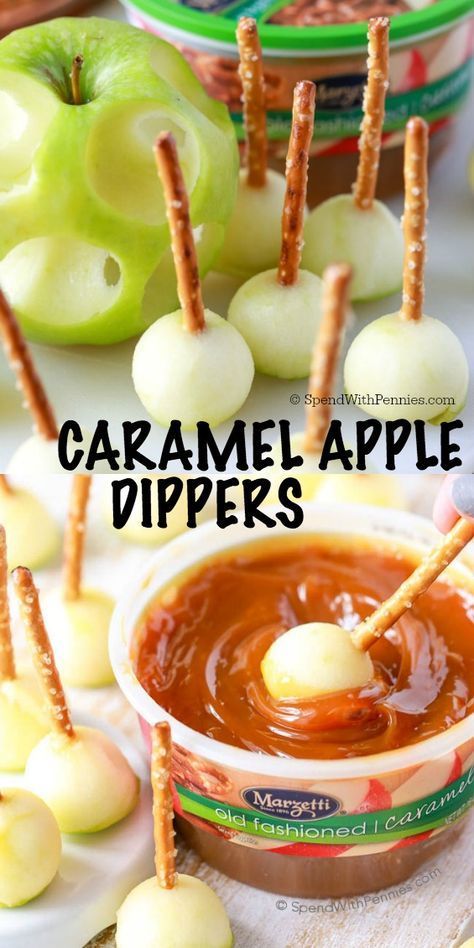 Apple Dippers, Caramel Apple Dippers, Mini Caramel Apples, Halloween Food Treats, Fall Snacks, Thanksgiving Treats, Dessert Party, Läcker Mat, God Mat