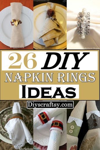 Napkin Rings Ideas, Diy Napkin Rings Wedding, Napkin Ring Folding, Diy Wedding Napkins, Diy Napkin Holder, Diy Napkin Rings, Napkin Holder Wedding, Fancy Napkin Folding, Ring Holder Diy