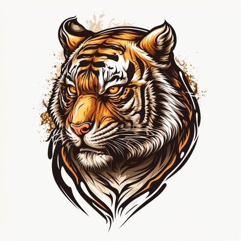 Cool tiger logo vector illustration | Premium Photo #Freepik #photo #tiger-mascot #tiger-tattoo #tiger-logo #mascot-design Tiger Illustration Art, Draw Tiger, Tiger Drawings, Tulasi Plant, Malayan Tiger, Cool Tiger, Big Cat Tattoo, Tiger Vector, Tiger Artwork