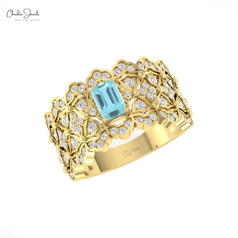 Description Elevate any look with this Cluster Diamond Ring, featuring a stunning 0.6 CT aquamarine prong-set in 14k solid gold. Perfect for cocktail parties or special occasions, this elegant ring makes a timeless gift for her. A true statement piece for any collection. Product Details SKU CJ R 1804 AQ Product dimension - Metal 14K Solid Gold Birthstone March AQUAMARINE DETAILS Size 6x4mm Quality AAA Pieces 1 Weight 0.6 carats Setting Prong Enhancement HEATED DIAMOND DETAILS 1 Size 1.50mm Clari Cluster Diamond Ring, Timeless Gifts, Aquamarine Rings, Women Ring, Elegant Ring, Diamond Cluster Ring, March Birth Stone, Prong Setting, Aquamarine