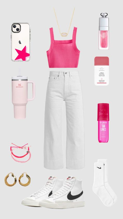 White Stanley, Summer Outfits Preppy, Preppy Style Outfits, Softball Ideas, Preppy Outfits For School, Outfits Preppy, A Outfit, Preppy Inspiration, Lululemon Outfits