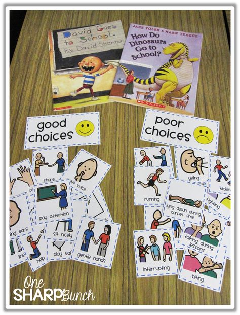 5 Activities You Shouldn't Skip the First Week of Kindergarten - Good and Poor Choices Expected Unexpected Behaviors, Prek Fun Friday Activities, Expected Vs Unexpected Behaviors Free, Kindergarten Writing Craft, Expected Vs Unexpected Activities, Fun First Week Of School Activities, Good And Bad Behavior Pictures For Kids, Expected And Unexpected Behaviors Free, David Goes To School Activities Free