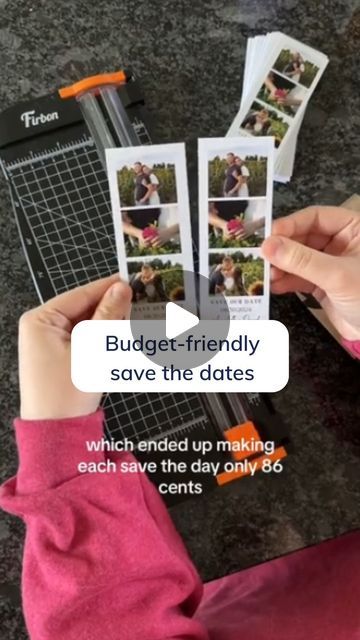 Honeyfund on Instagram: "Save the dates under 86 cents a piece? Yes please. ✔️⁣
⁣
DIY a polaroid strip-style save the date in Canva for a unique look that's super budget-friendly.⁣
⁣
🎥: TikTok/annabelle.bovee⁣
⁣
⁣
#weddingDIY #savethedates #weddinginvites" Inexpensive Save The Date Ideas, Cheap Save The Date Ideas, Unique Save The Date Ideas For Weddings, Diy Save The Date Ideas, Wedding Save The Date Ideas, Unique Save The Date Ideas, Creative Save The Date, Cheap Save The Dates, Save The Date Ideas