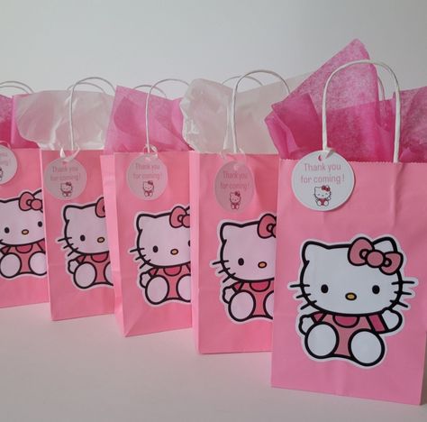 Hello Kitty Goody Bags Ideas, Hello Kitty First Birthday Cake, Hello Kitty Favor Bags, Pink Gift Bags Ideas, Hello Kitty Goody Bags, Hello Kitty Birthday Favors, Hello Kitty Birthday Ideas Decoration, Pink Goody Bags, Hello Kitty Decorations Party