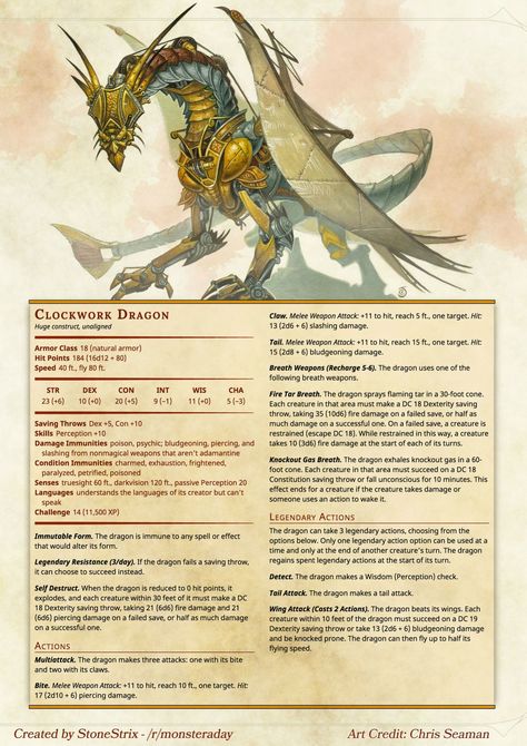 Clockwork Dragon Dnd Clockwork, Mtg Storage, Clockwork Dragon, Dnd Animals, Dnd Stats, Dnd Mini, D D Homebrew, Dungeon Master's Guide, Dungeons And Dragons 5e