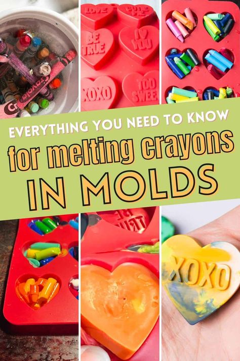 Dive into the world of creativity by making your own homemade DIY crayons – an enjoyable, easy family-friendly craft (eco-friendly, too). Find out everything you need to know about making crayons into molds by melting crayons in your oven today. Montessori, Diy Crayons Melting How To Make, Crayon Molds Diy, Melted Crayon Molds, Old Crayon Crafts, How To Make Crayons, How To Melt Crayons, Crayon Silicone Mold, Make Crayons