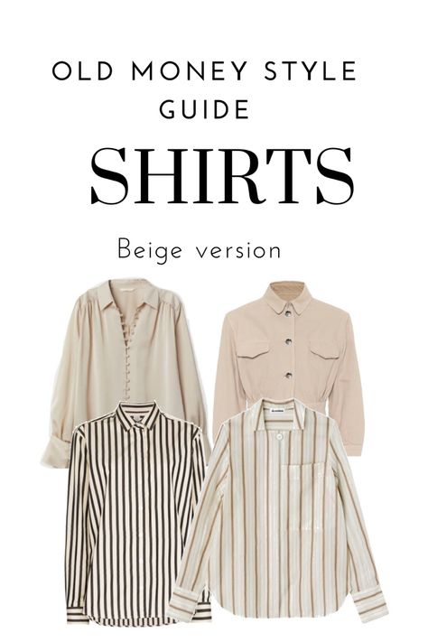 Shirts beige Basics Style, Workwear Capsule Wardrobe, Estilo Ivy League, Minimalist Wardrobe Capsule, Money Dress, Casual Work Outfits Women, Money Shirt, Capsule Wardrobe Women, Elegant Style Women