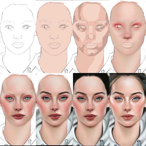 Digital Portrait Tutorial Step By Step, Digital Drawing Step By Step, Digital Drawing Exercises For Beginners, Portrait Painting Step By Step, How To Paint Faces Acrylic Step By Step, Portrait Step By Step, Digital Art Tutorial Beginner, Portrait Tutorial, Digital Painting Portrait