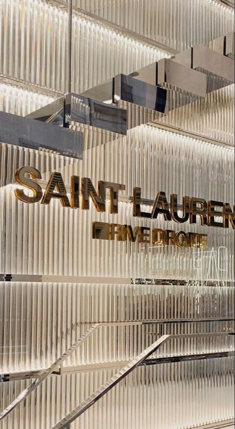 Yves Saint Laurent Aesthetic, Ysl Store, Saint Laurent Aesthetic, Saint Laurent Store, Store Architecture, Classical Interior, Retail Signage, Aesthetic Space, Luxe Life