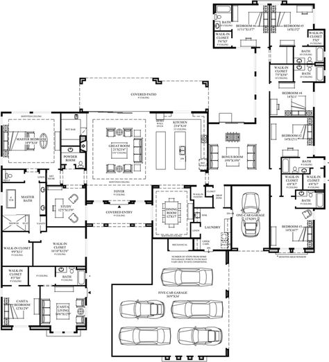 Contemporary Floor Plans, 6 Bedroom House Plans, Mansion Floor Plan, 6 Bedroom House, Toll Brothers, Home Design Floor Plans, House Layout Plans, Family House Plans, House Blueprints