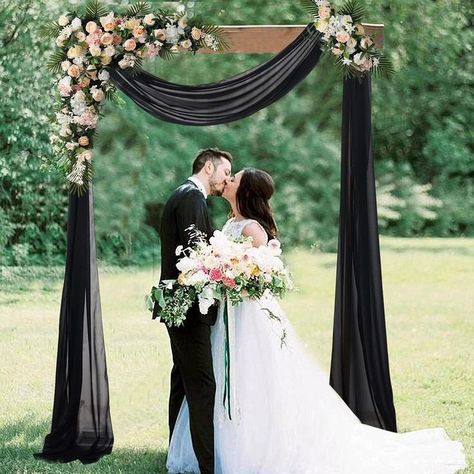 AMZLOKAE Wedding Arch Drapes Fabric 2 Panels 18FT Black Chiffon Fabric Drapery Voile Wedding Archway 6 Yards Wedding Ceremony Reception Decorations Sheer Fabric for Draping Wedding Decorations Wedding Ceremony Ideas, Wedding Arch Draping, Ceremony Archway, Arch Draping, Wedding Drapery, White Wedding Arch, Draping Wedding, Wedding Archway, Yard Wedding