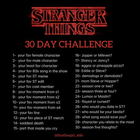 30 Days Editing Challenge, Editing Challenge 30 Day, 30 Day Stranger Things Challenge, 30 Day Edit Challenge, 30 Days Of Stranger Things, Stranger Things Game, Stranger Things Tv Series, Stranger Things Tattoo, Starnger Things