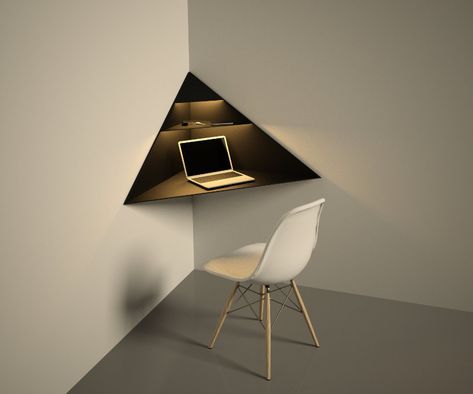 Reka Bentuk Dalaman, Space Saving Desk, Desain Furnitur Modern, Unique Furniture Design, Bilik Tidur, घर की सजावट, Shelf Design, Home Room Design, Design Case