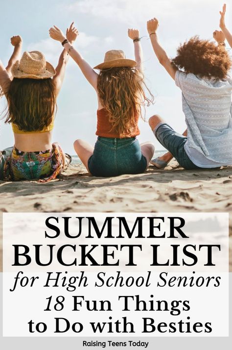 The summer before high school seniors venture off for their next chapter – whether it’s college, the start of a new career, military service, or some other new adventure – is truly a bittersweet time. With all their friends soon scattering in different directions, this is their time to have fun and make tons of amazing memories! Here's a summer bucket list for high school seniors along with 18 fun things to do with their besties! #teenagers #highschoolseniors #parenting #parents #college Summer Bucket Lists, Senior Bucket List, College Bucket List, Senior Parents, Living In Arizona, Teen Summer, Summer Bucket List, Movie Marathon, Summer Memories