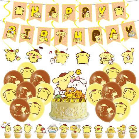 PRICES MAY VARY. 【The Anime Party Decor Package】1pc Happy Birthday Banner, 18pcs Balloons,12pcs anime cupcake toppers, 6pcs pendant decoration,1pc Cake Topper, 1pc coil,1pc Double-sided tape. 【Anime Cosplay Party Decor】It could be a good gift birthday party, Halloween, Christmas, Summer party, graduation party. 【Anime birthday party decoration】This anime birthday party decoration is suitable for anime themed parties, birthday parties, graduation parties, festivals, daily decorations, festive cel Pompompurin Birthday Party Ideas, Pompompurin Birthday Party, Pom Pom Puppies, Anime Room Decor, Pom Puppy, Sanrio Pompompurin, Happy Birthday Decoration, Anime Birthday, Birthday Decorations Party