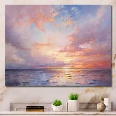 Sky Paintings On Canvas, Summer Paintings, Sky V, Art Horizontal, Flow Art, Printable Vintage Art, Cotton Candy Sky, Modern Wall Decor Art, Summer Painting