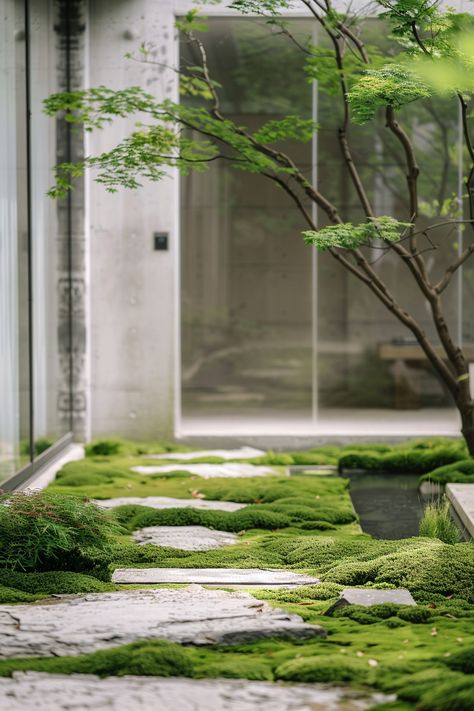 15 Tips for Designing Courtyard Gardens in Modern Japanese-Style Homes – Everyday Inspo Modern Japanese Garden, Japanese Patio, Zen Balcony, Japanese Courtyard Garden, Japanese Exterior, Japanese Courtyard, Modern Japanese Style, Japanese Style Garden, Small Japanese Garden