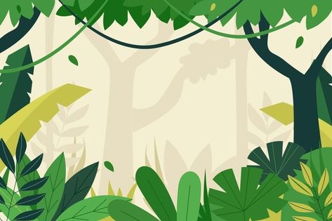 Organic flat jungle background Free Vect... | Free Vector #Freepik #freevector #background #nature #forest #wallpaper Forest Illustration Vector, Forest Vector Illustration, Nature Vector Illustration, Jungle Cartoon, Forest Vector, Jungle Background, Forest Cartoon, Jungle Thema, Colorful Borders Design