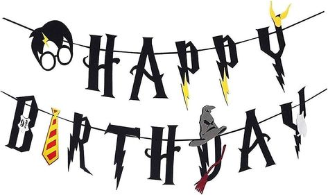 Harry Potter Birthday Invitations, Harry Potter Banner, Happy Birthday Harry Potter, Halloween Birthday Party Decorations, Cumpleaños Harry Potter, Wizard Party, Harry Potter Bday, Magic Theme, Diy Birthday Banner