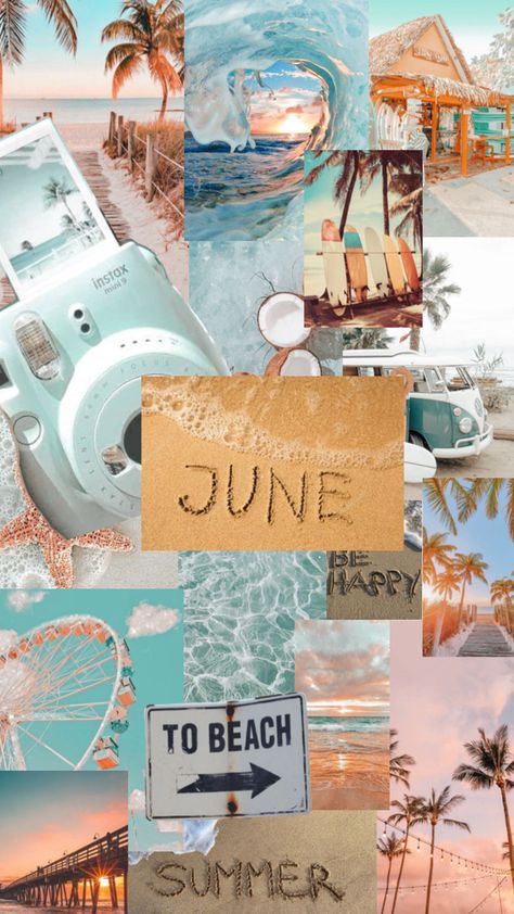 June Collage, Iphone Background Pink, Green Aesthetic Tumblr, Surfing Wallpaper, Preppy Aesthetic Wallpaper, Beachy Wallpaper, Summer Beach Wallpaper, Cute Images For Wallpaper, Beautiful Summer Wallpaper