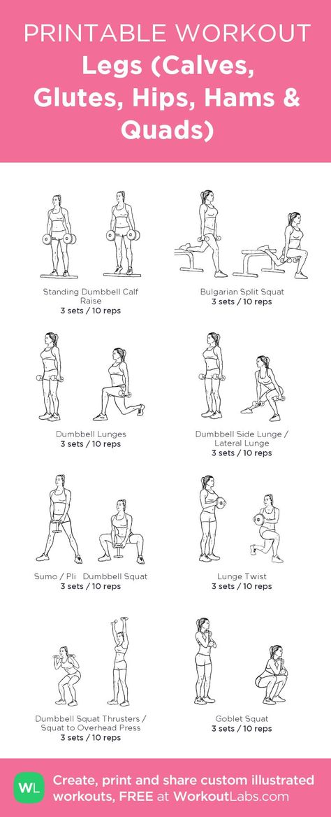 Legs (Calves, Glutes, Hip Flexors, Hamstrings & Quads) Inner Leg Workout, Glute Workout Women, Workout Gym Routine, Fitness Studio Training, Leg Workouts Gym, Calf Exercises, Gym Workout Plan For Women, Reps And Sets, Workout Women