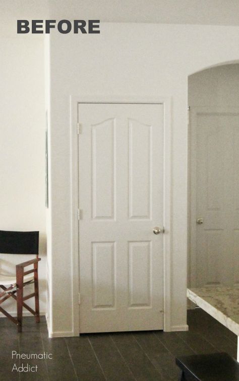 Black Interior Doors In Hallway, Update 6 Panel Interior Doors Diy, Interior Doors Before And After, Paint Doors Interior Ideas, Black Interior Doors With Beige Walls, Cream Walls With Black Doors, Black And White Doors Interior, Inside Doors Painted Black, Houses With Black Interior Doors