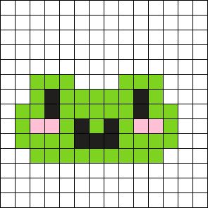 Frog Kandi, Frog Perler Bead Pattern, Frog Perler, Tiny Pixel Art, Pixel Art Animals, Pola Kotak, Kandi Cuffs, Easy Perler Bead Patterns, Perler Bead Pattern