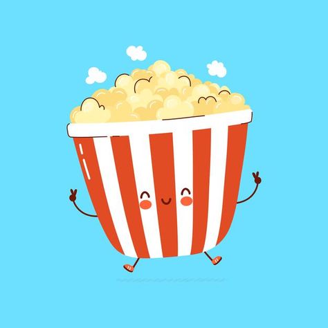 Cute Popcorn Drawing, Popcorn Character, Popcorn Wallpaper, Popcorn Vector, Popcorn Cartoon, Popcorn Illustration, Cartoon Popcorn, Cute Popcorn, Arte Do Mickey Mouse