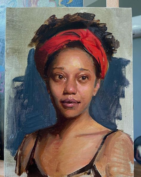 Karen Offutt on Instagram: “A demo from my current portrait painting class through @atelierdojo with the lovely @mac_beth_jon posing! . . . . #onlineart…” References For Portrait, Impressionism Painting Portrait, Impressionism Art Portrait, Portrait Art Painting Oil, Impressionism Portrait Painting, Portraits Oil Painting, Black Portrait Art, Oil Self Portrait, Acrylic Self Portrait