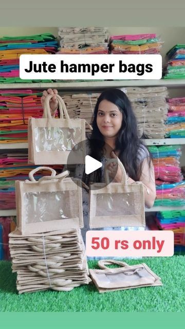 Dhanlaxmi Covers Pune on Instagram: "Jute hamper bags 50 rs only  Minnorder 10 piece  50 or more 48 rs each  Fix rate   Hampers bags for giftings Creating hampers for all occasions  Wedding gifts hampers   Order on 9209150535 Dhanlaxmi Covers  {Thamboolambags , bagsforsale, JuteBags , poojagifts , babyshowergift, housewarming gifts , jutelsings , partygifts , kanyappojan , giftsforall , jute hamper bags , hamper bags , hampers making, giftsbags ,under50 , giftsformore , wedding gifts 🎁}  #thamboolambags #varalaxmivratham #navratrispecial #babyshowergifts #jutebags #bagsforalloccasions #giveawayalertindia #giftsforalloccassions #babyshowergifts #sankranti2024 #diwalihampers #hampers #giftshamper #jutebags #chennaishopping #jutehamperbags #jutebags #hamperbags" Return Gift Bag Ideas, Hamper Making Ideas, Indian Wedding Hampers For Guests, Gift Hamper Decoration Ideas, Jute Bags For Return Gifts, Housewarming Return Gift Ideas, Room Hampers For Indian Weddings, Hamper Decoration Ideas, Diy Return Gifts