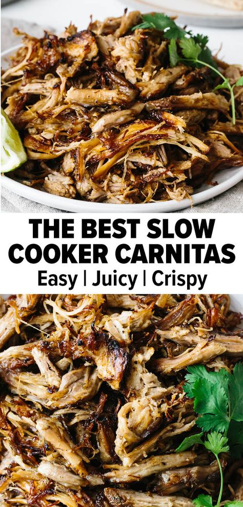 Best Carnitas Recipe, Crock Pot Carnitas, Best Carnitas, Carnitas Crockpot, Slow Cooker Carnitas, Pork Crockpot Recipes, Pork Carnitas Slow Cooker, Carnitas Recipe, Shredded Pork