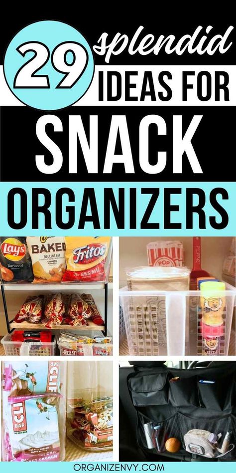 All the tips and tricks you need for snack organization! Ideas for storing snacks in the pantry, kitchen snack storage, refrigerator snack storage, dorm and bedroom snack ideas, car snack organization and more. Snack Counter Organization, Snack Storage Pantry, 4 Compartment Snack Ideas, Classroom Snack Storage, Countertop Snack Storage Ideas, Organizing Snacks In Pantry, Kitchen Snack Storage Ideas, Snack Organization Ideas Pantries, Snacks Organization Ideas