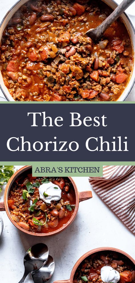 Turkey Chorizo Chili, Chorizo Picadillo Stew, Chorizo Stew Recipes, Beef And Chorizo Chili, Chorizo And Bean Stew, Chorizo Chili Recipe, Soup With Chorizo, Chorizo Recipes Dinner, Chorizo Chili