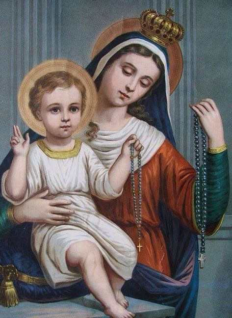 Rosary Novena, Hail Holy Queen, Blessed Mary, Images Of Mary, Mama Mary, Catholic Images, Holy Rosary, Sainte Marie, Blessed Mother Mary