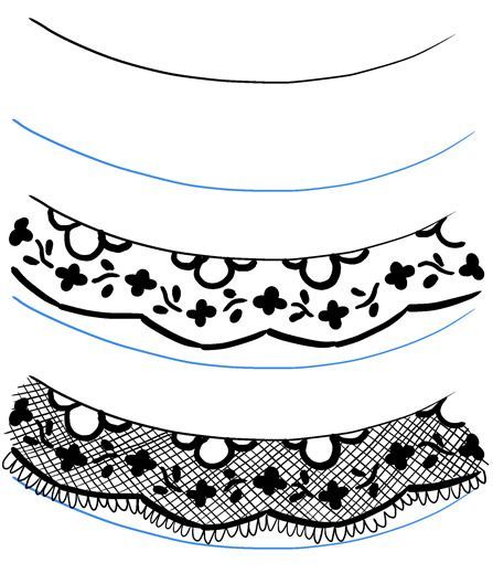 Lace might look fiddly to draw, but as long as you start with the more prominent parts of the pattern, you’ll have an easier time. Description from letrasetblog.com. I searched for this on bing.com/images How To Draw Lace, Drawing Lace, Lace Drawing, Flower Pattern Drawing, Fashion Illustration Tutorial, Fashion Design Template, Lace Painting, Fashion Illustrations Techniques, Fashion Drawing Tutorial