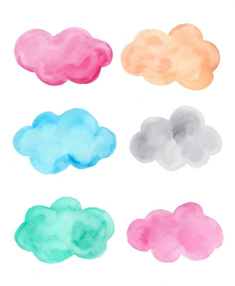 Moka, Cloud Shapes Drawing, Cloud Illustration Drawing, Coloring Clouds, Cute Cloud Illustration, Krita Art, Watercolour Clouds, Weather Illustration, Drawing Clouds