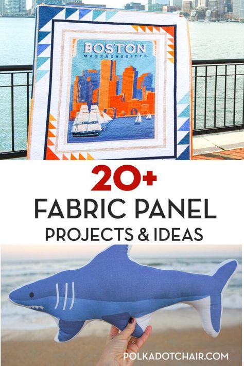 Fun and creative ways to sew with fabric panels. 20+ things to make with quilt panels. What to make with a fabric panel. Patchwork, Quilt Panels, Panel Quilt Patterns, Fabric Panel Quilts, Polka Dot Chair, Round Robin, Sewing Things, Quilt Border, Landscape Quilts