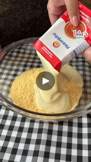 Have you mixed Condensed Milk with Cornmeal? You will definitely be surprised. | Have you mixed Condensed Milk with Cornmeal? You will definitely be surprised. | By Tata’s  kitchen | Have you ever mixed condensed milk with cornmeal? For sure, you're going to be surprised with the results. Add two cups of cornmeal to a bowl and 400 grams of condensed milk. Yeah, I bet you're thinking this can't be right but actually this cake is really different and so tasty. Then add 400 grams of heavy cream. You're going to be shocked with how easy this recipe is everyone. After that, mix it all together So our mixture should be really smooth like this. Now add 60 grams of grated coconut. This will add special touch to our cake. This recipe is full of delicious ingredients actually. Condensed milk, grated Lemon Dump Cake Recipe, Condensed Milk Cake, Easy Sweets, Homemade Bread Easy, American Desserts, Dump Cake Recipes, Grated Coconut, Bread Pudding, Gluten Free Baking