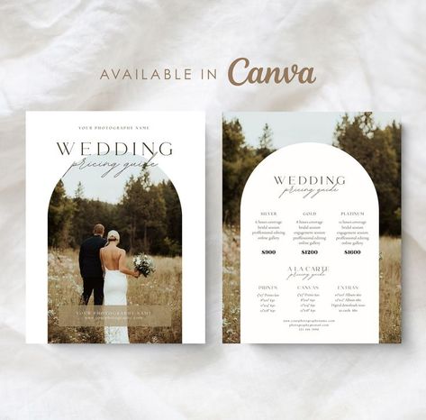 Poster Wedding Design, Wedding Pricing, Wedding Pricing Guide, Photography Pricing Template, Wedding Flyer, Wedding Graphic Design, Wedding Flyers, Pricing Templates, Photography Flyer
